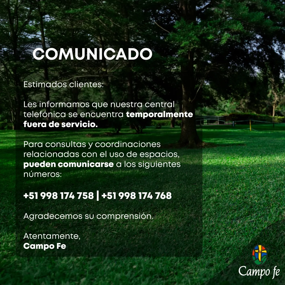 Comunicado importante